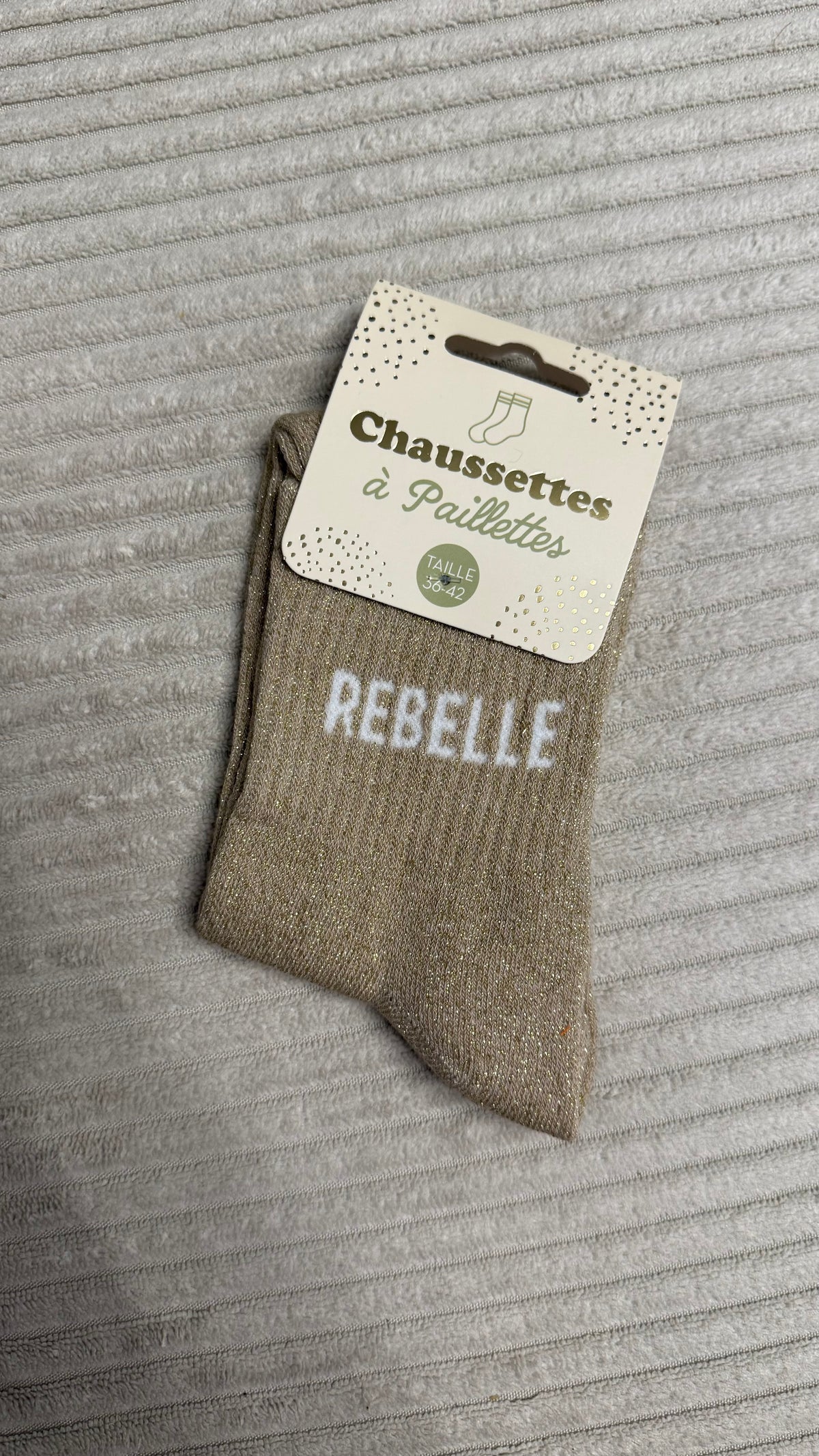 Chaussette à paillettes « Rebelle »