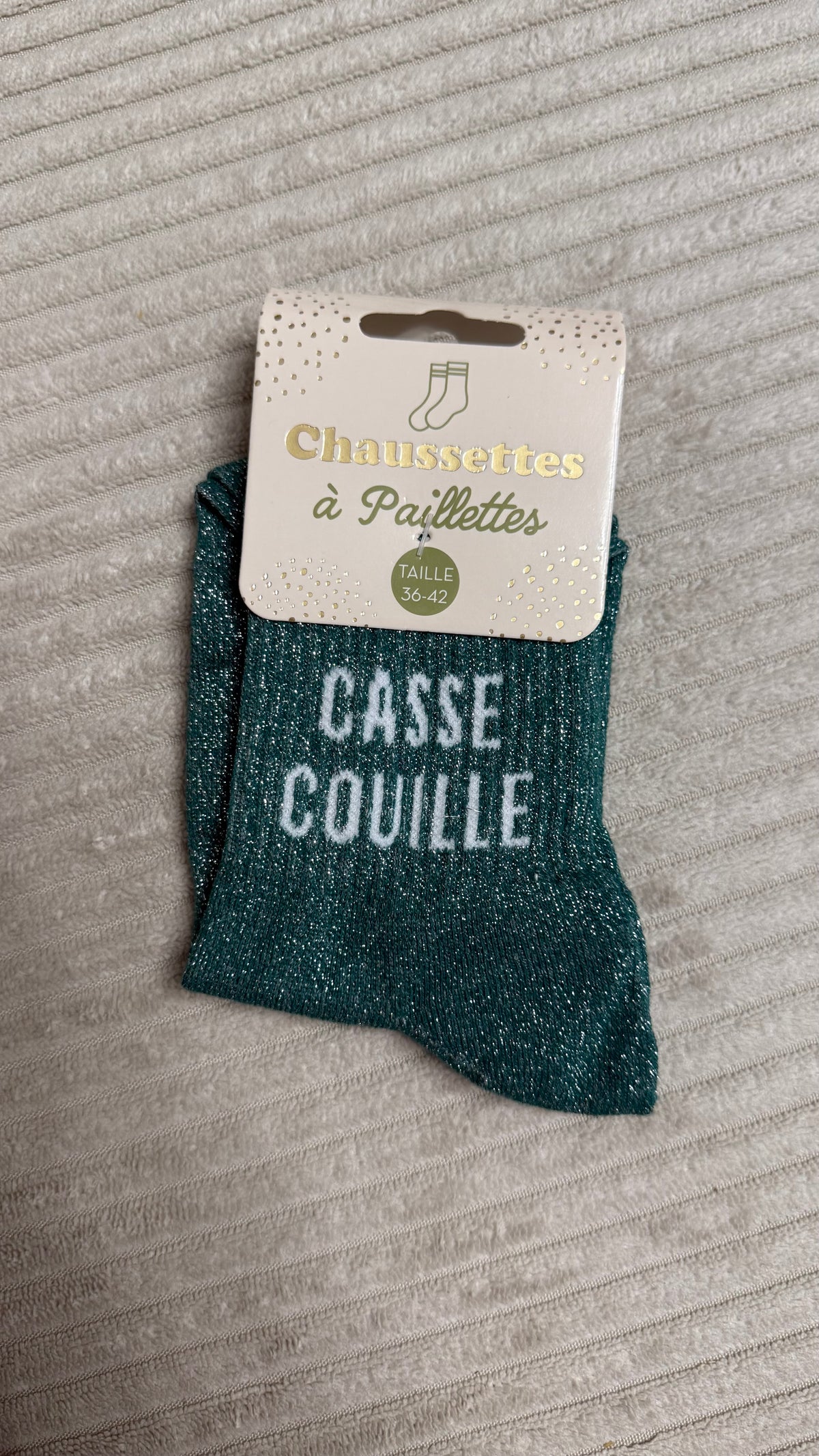 Chaussette à paillettes « Casse Couille »