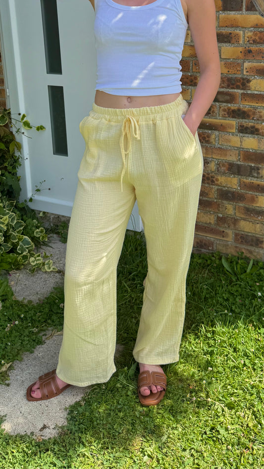 Pantalon en gaze de coton jaune