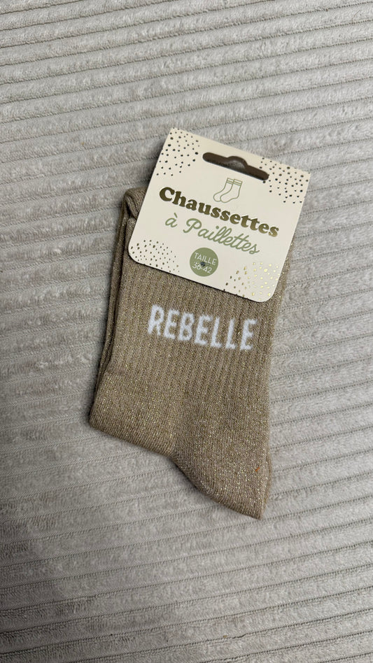 Chaussette à paillettes « Rebelle »