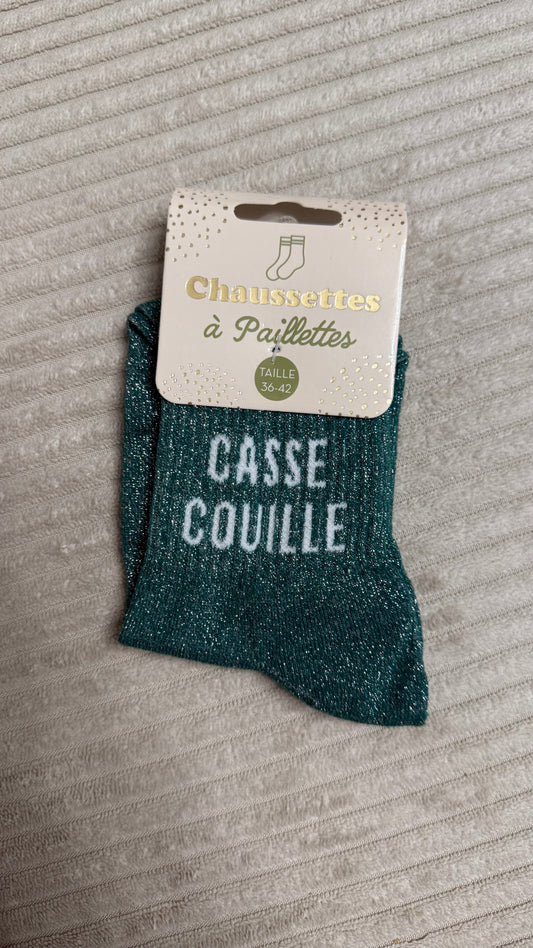 Chaussette à paillettes « Casse Couille »
