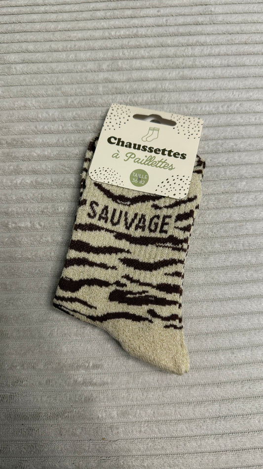 Chaussette à paillettes « Sauvage »