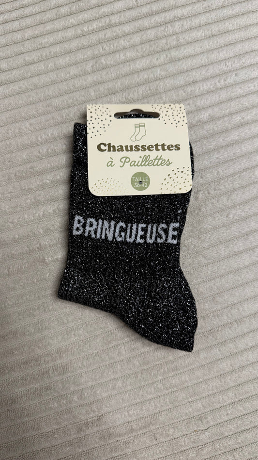 Chaussette à paillettes « Bringueuse »