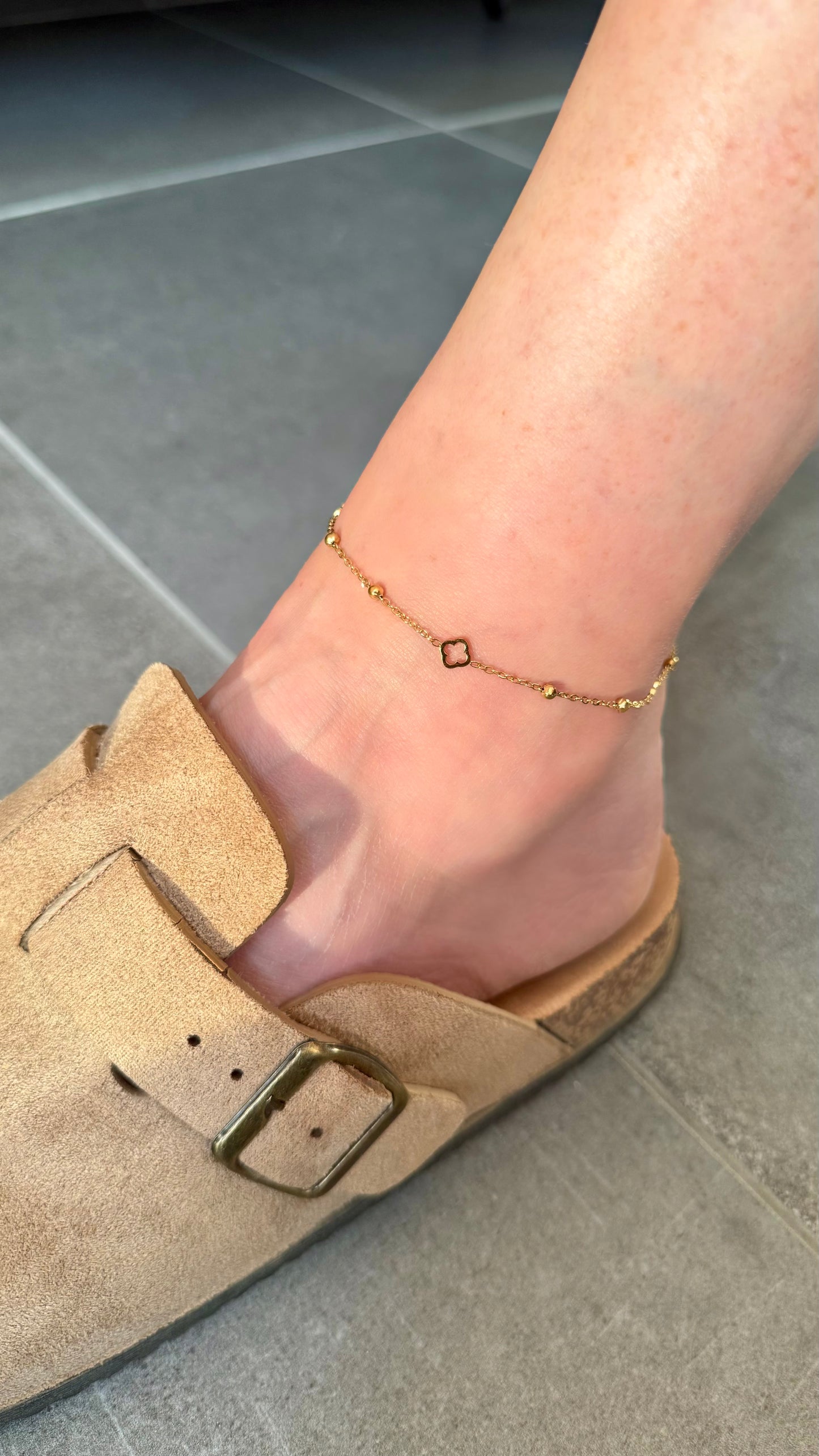 Bracelet cheville trèfle
