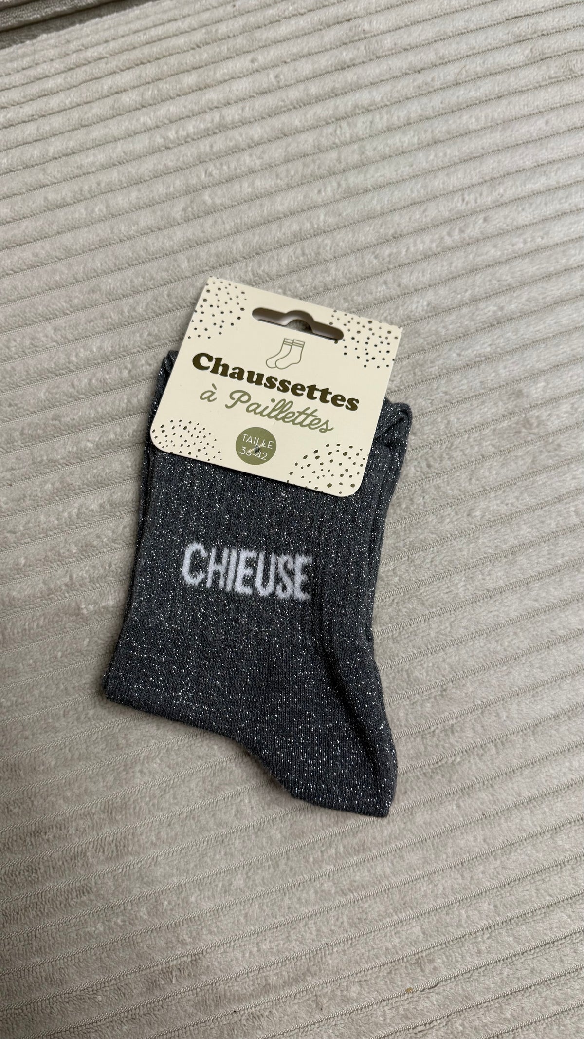 Chaussette à paillettes « Chieuse »