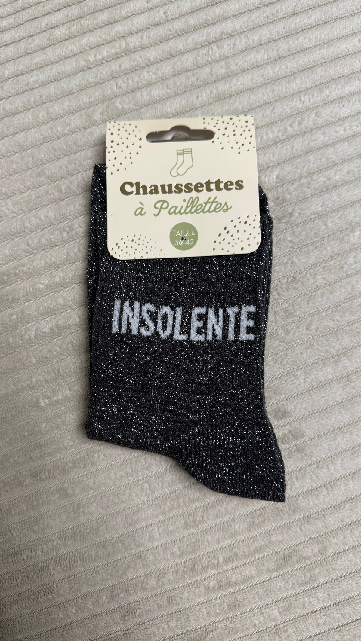 Chaussette à paillettes « Insolente »