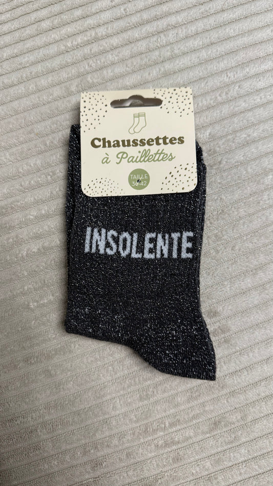 Chaussette à paillettes « Insolente »