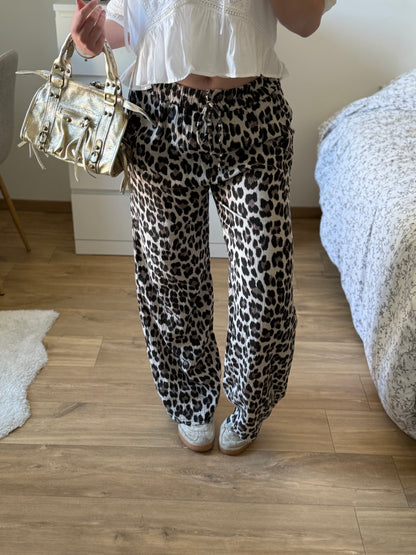 Pantalon en gaze de coton léopard