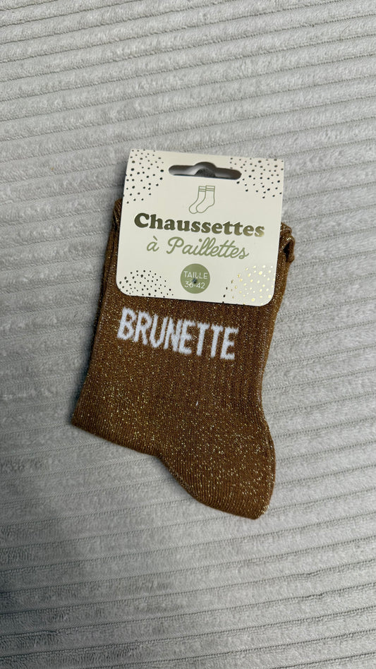 Chaussette à paillettes « Brunette »