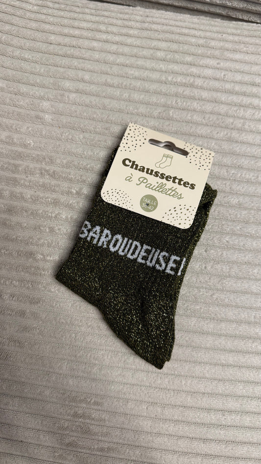 Chaussette à paillettes « Baroudeuse »